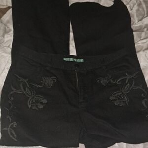 Ralph Lauren Black Embroidered Flare